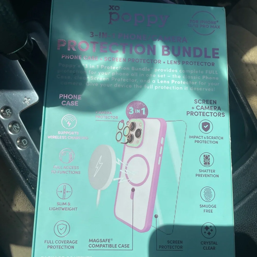 Purple XO Poppy iPhone 13/12 Pro Max Protection Bundle 3-in-1